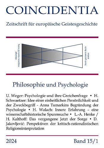 Titelseite der Coincidentia: Philosophie und Psychologie. 15. Jahrgang 2024, 1. Heft